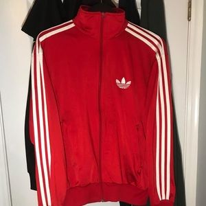 Adidas track jacket red